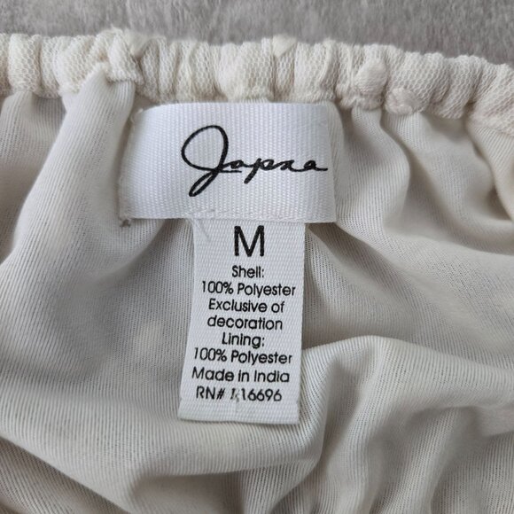 Sheer Off Shoulder Blouse M White Smocked Bell Sleeve Coquette Fairy Boho Top - Picture 10 of 11